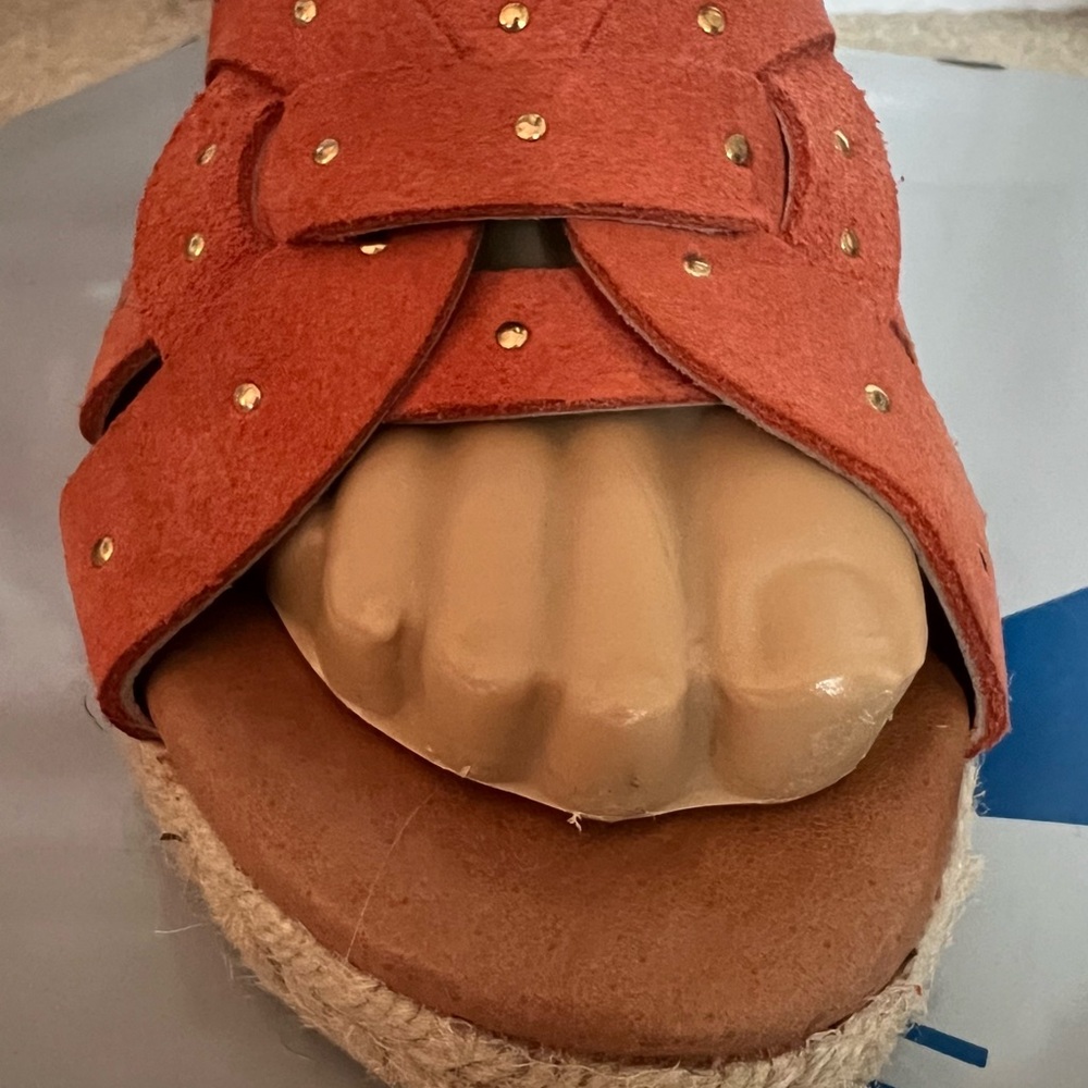 Rust Orange Suede Slide On Sandals